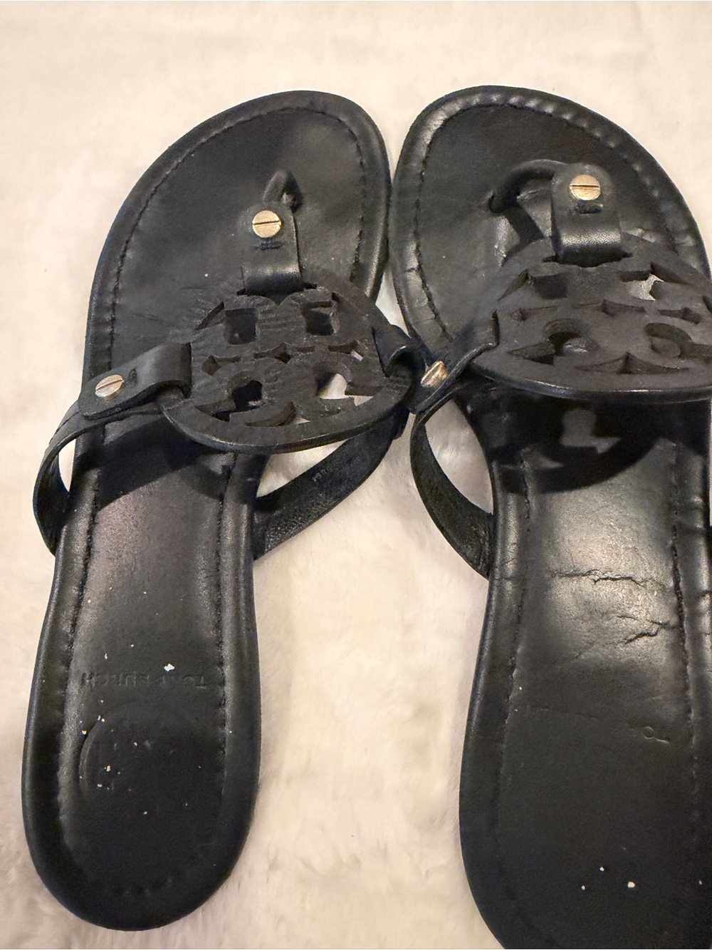 Tory Burch Black Leather Miller Sandals, Women’s 7.5M